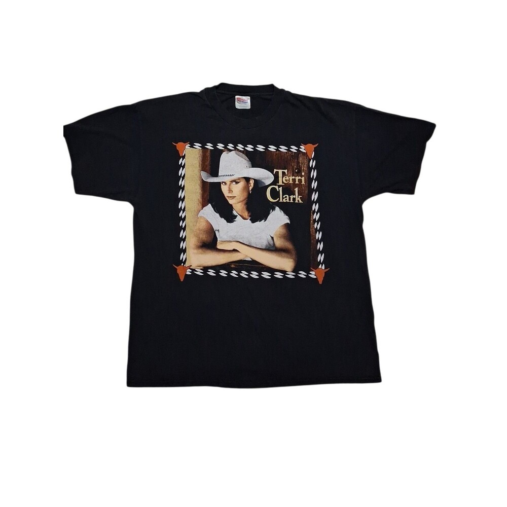 Vintage 90s Terri Clark Country Music Concert T Shirt XL Hanes Heavyweight Black